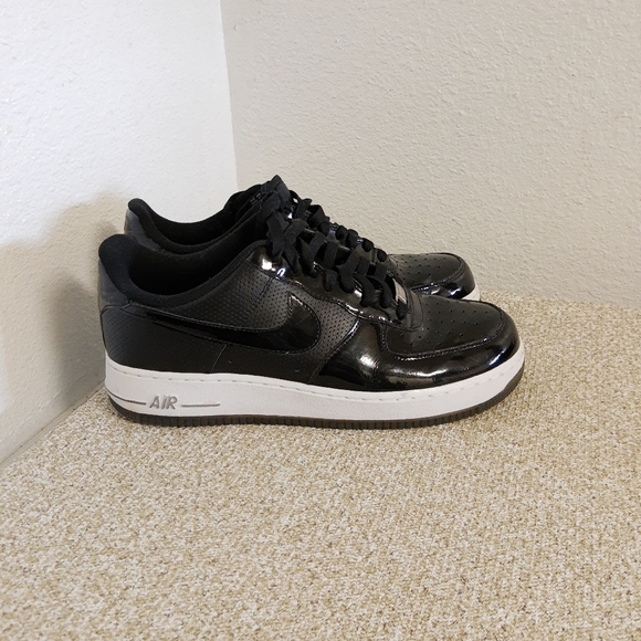 all black patent leather air force ones